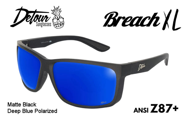 Detour Sunglasses - Breach XL - Matte Black - Deep Blue Polarized