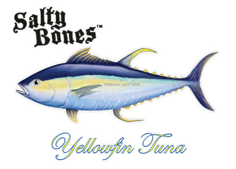 Salty Bones Yellowfin Tuna Profile Fish Decal