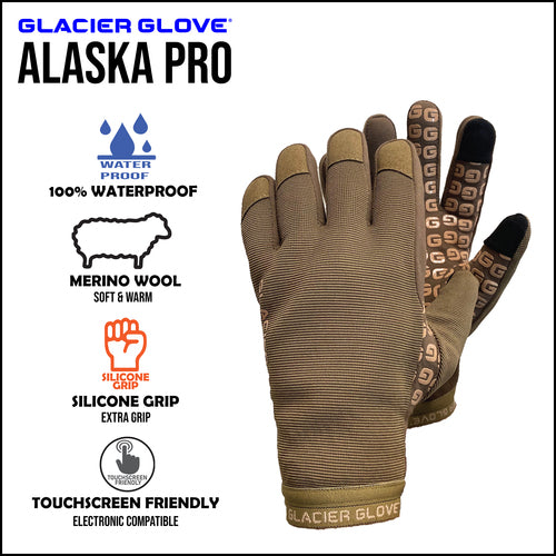 Glacier Glove Alaska Pro Full Finger Waterproof Gloves - XL - Coyote