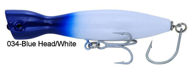 Super Strike Floating Little Neck Poppers 2 1/4 oz / White/Blue Head