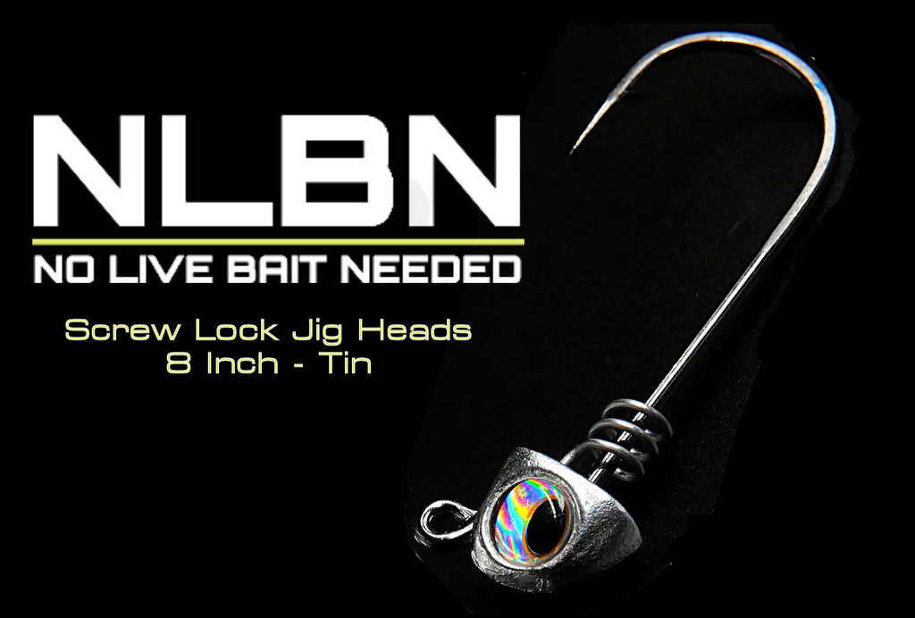 No Live Bait Needed (NLBN) Screw Lock Jig Heads - 8 Inch - Tin