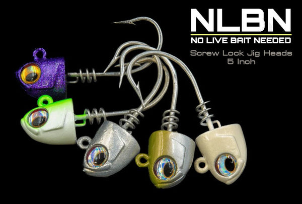 No Live Bait Needed (NLBN) Screw Lock Jig Heads - 5 Inch