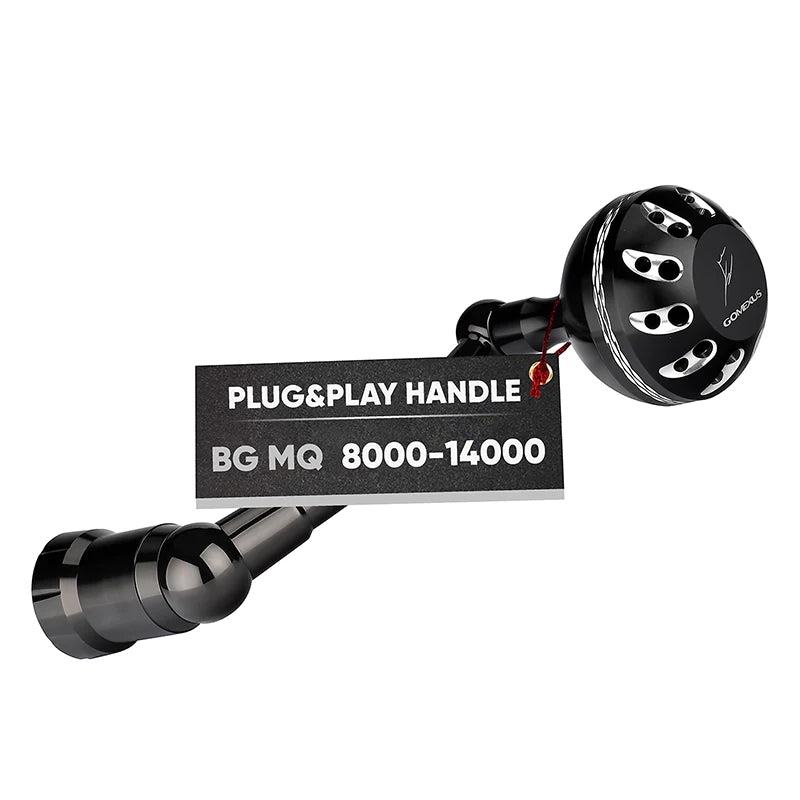 Gomexus Plug&Play Aluminum Power Handle for Daiwa BG MQ Spinning Reel, Black Silver Handle / BG MQ 8000-14000