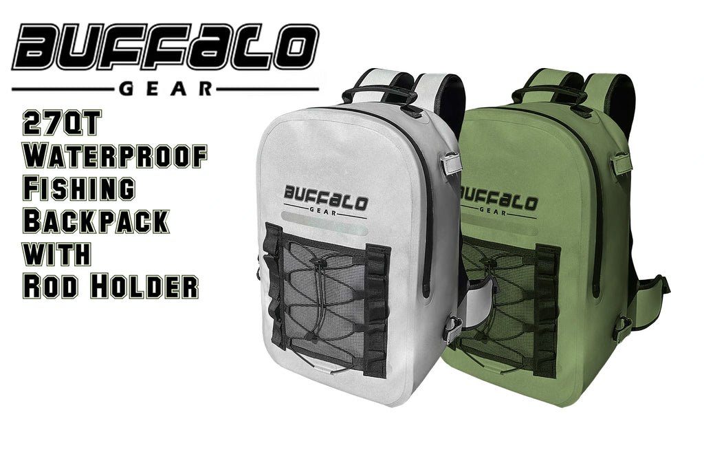 buffalo gear Buffalo Gear 27QT Waterproof Fishing Backpack with Rod Holder – Grumpys  Tackle