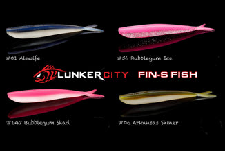 fins fishing lures Lunker City Fin-S Fish 5 inch Plastic Lures_Plastic Swimmers Beaver's Lures Trolling Spoons Model:X-80 Jr bodied profile and a