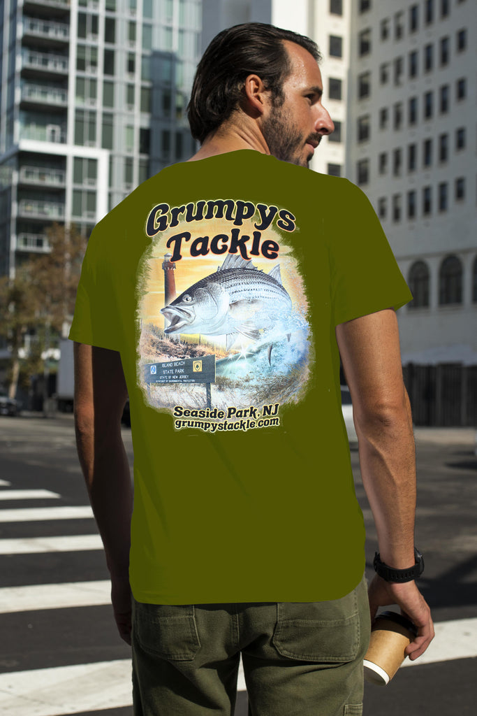 TSURIKEN WORLD FISHING GURE Tシャツ Grumpys Tackle IBSP Striped Bass Short Sleeve T-Shirt
