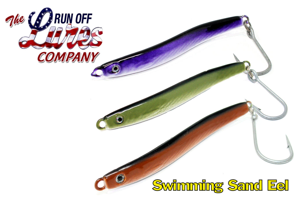 fish run lures Run Off Lures Swimming Sand Eel Jig 4 oz / White