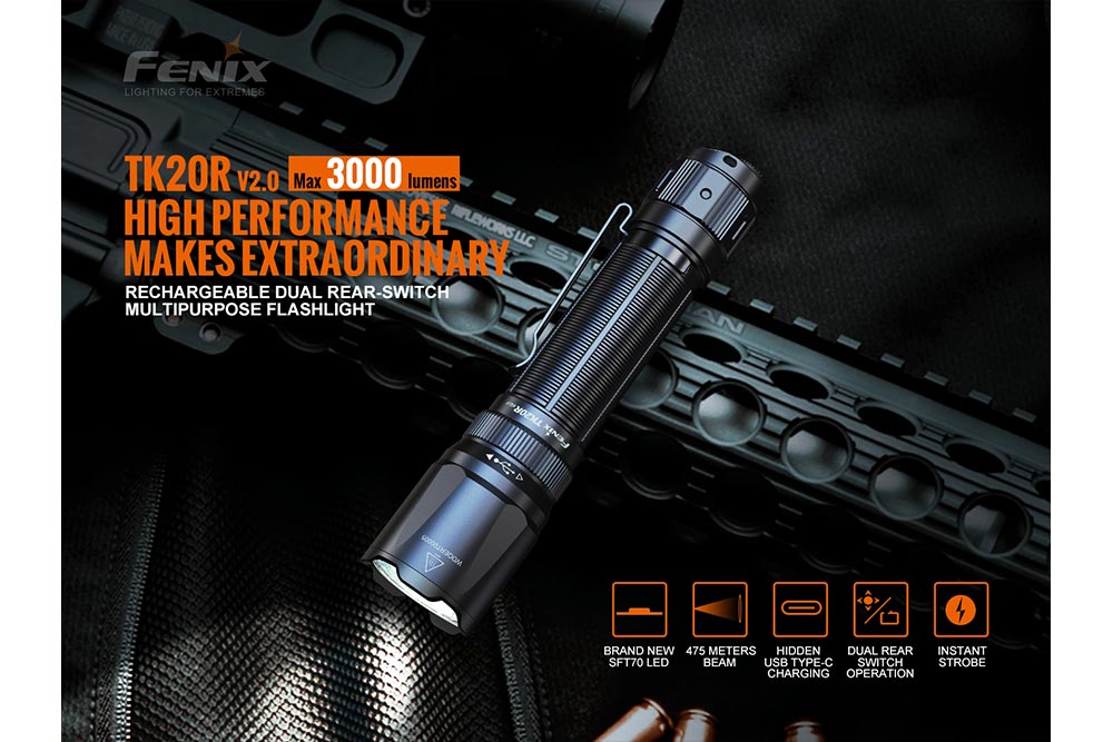 fenix e21 led flashlight Fenix TK20R V2.0 Rechargeable Flashlight