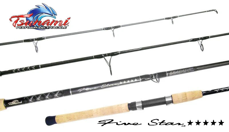 tsunami 5 star rods Five Series Freshwater Casting The Five Star Graphite Rods are built to offer dependable saltwater performance in a lightweight Tsunami Five Star TFSS-701M Spinning