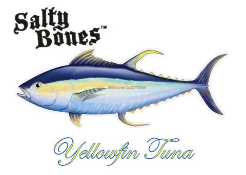 Salty Bones Yellowfin Tuna Profile Fish Decal – Grumpys Tackle