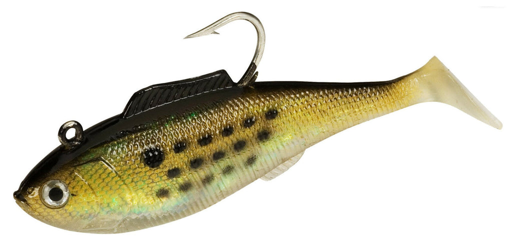 Tsunami Holographic 6.5 Swim Shad Soft Bait-Golden Bunker W/SPOTS