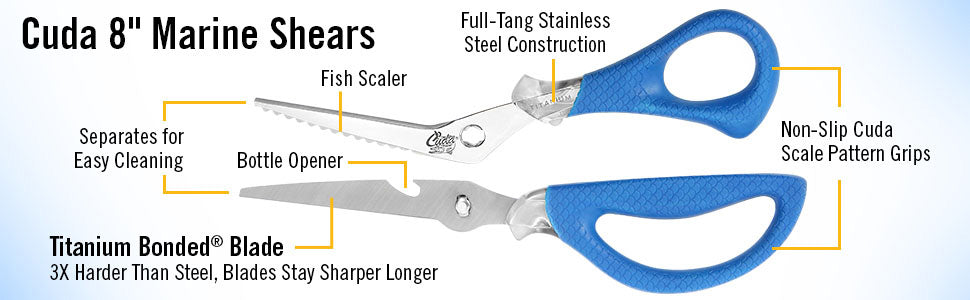 Cuda 8 Titanium Bonded Detachable Marine Shear - Scissors